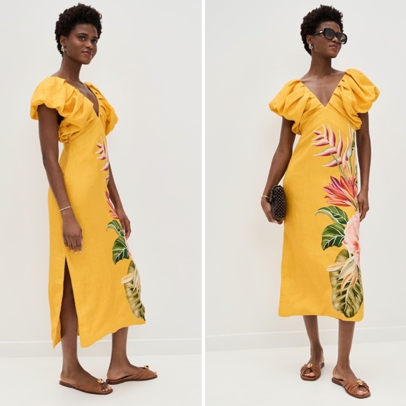 NWOT- Farm Rio Spring Awakening Midi Dress - Picture 2 of 4